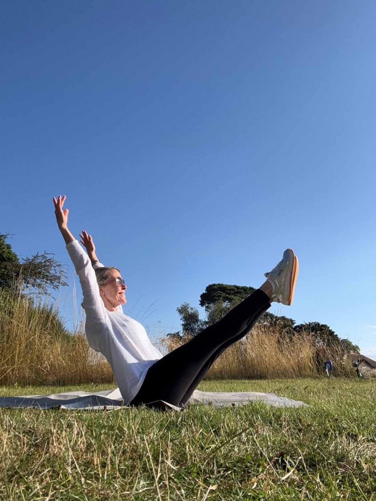 stretching in the sun